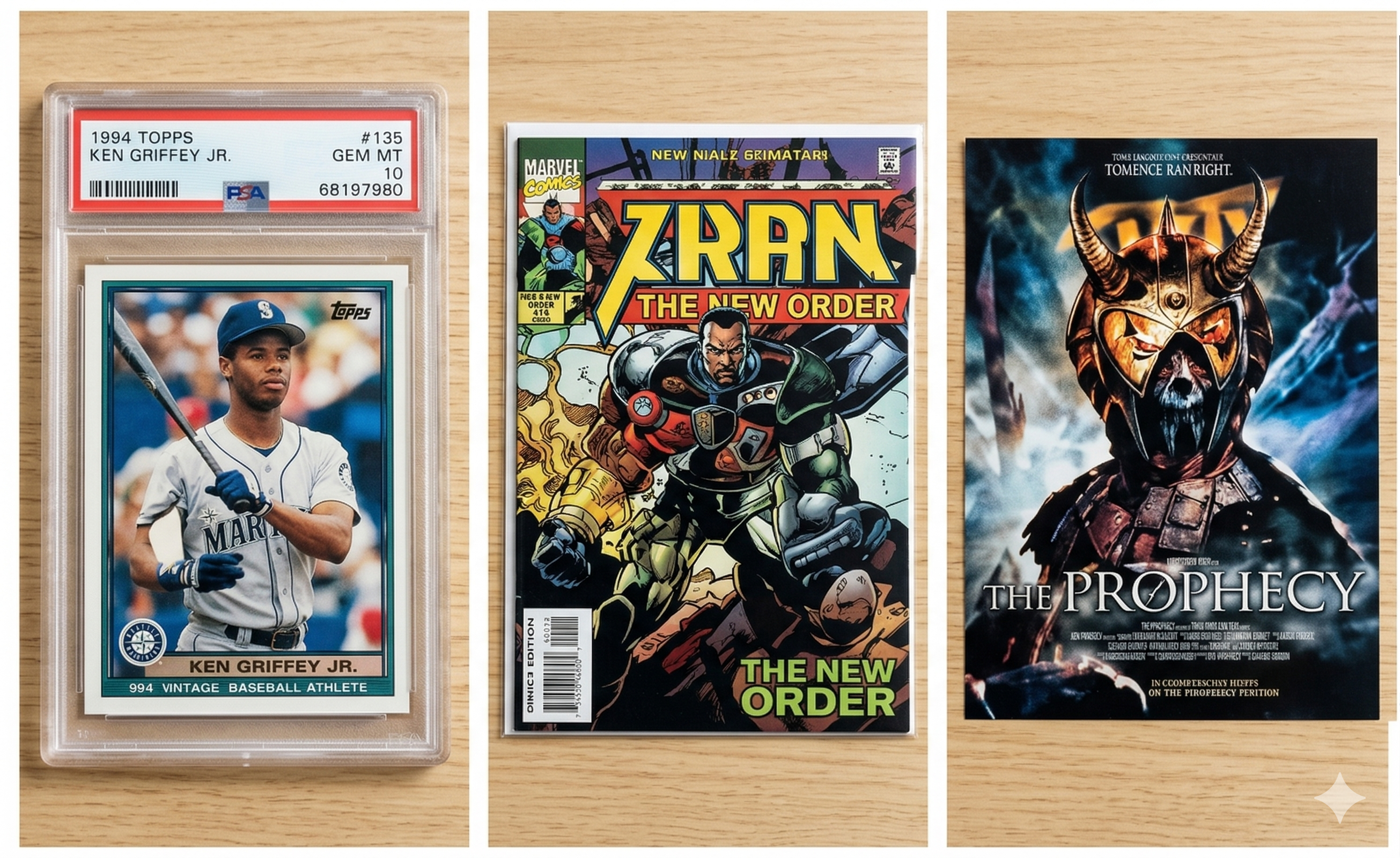 Three collectible cards